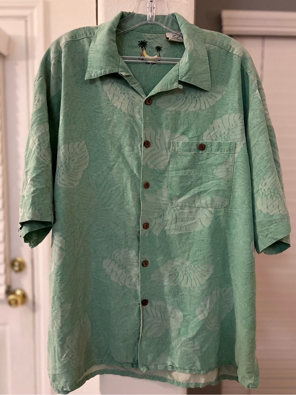 Banana Cabana Men's 100% Silk Tropical Hawaiian Camp Shirt XL